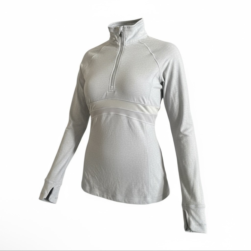Lululemon Think Fast Pullover Cold Hands Warm Heart Gray Sz 6 Half Zip Cuffins - Picture 4 of 12